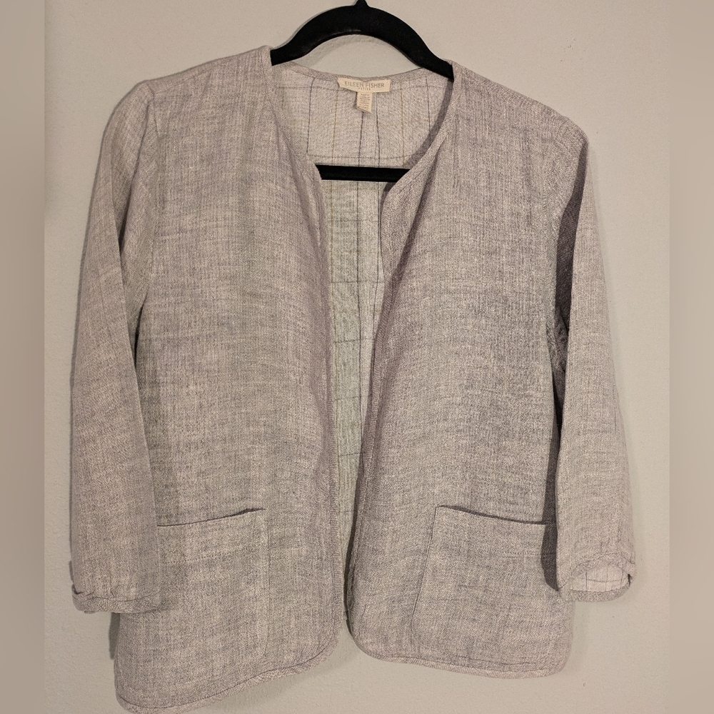 Eileen Fisher Gray Linen Jacket